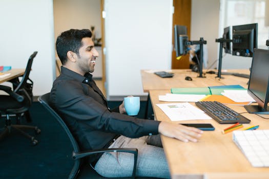 An employee enjoying their break time after a productive workday